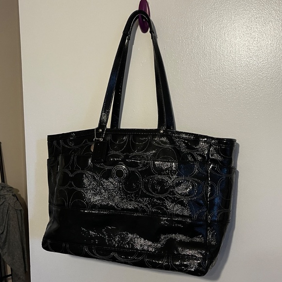 Signature Stitched Patent Leather Tote - Picture 1 of 6